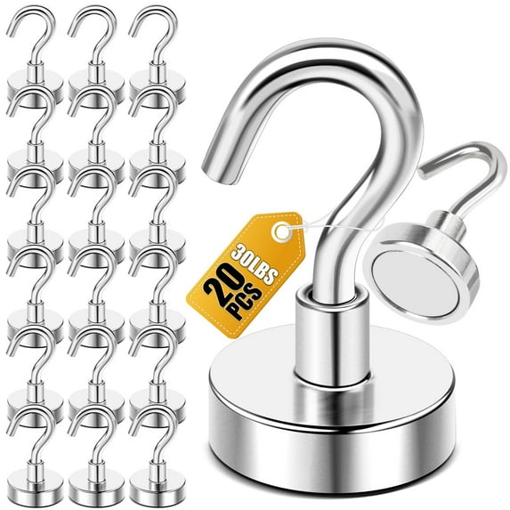 20 Pcs Magnetic Hooks, 30lbs Strong Magnet Hooks For Kitchen, Home, Cruise, Workplace, Office And Garage. Suitable For Hanging Things On The Refrigerator. Convenient And Practical Small Kitchen Tools