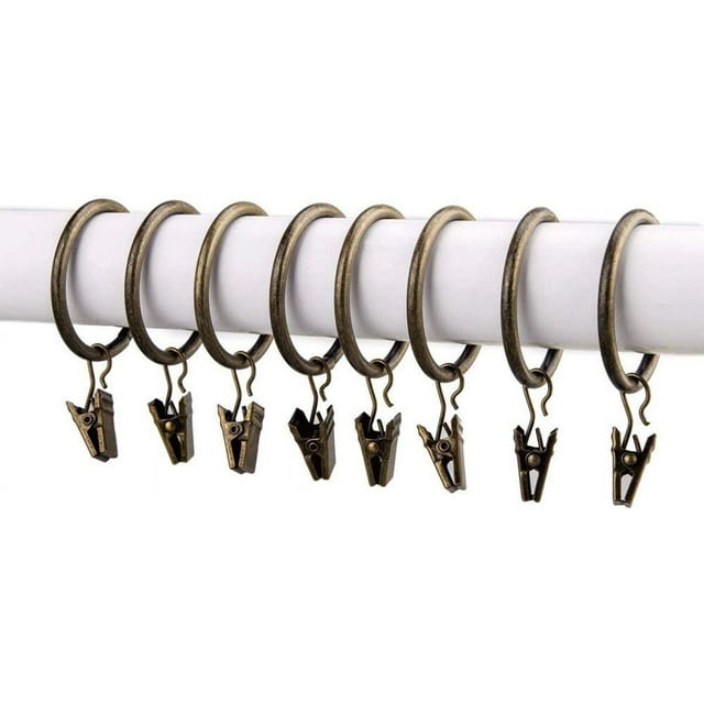 20 Pcs Metal Curtain Rings with Clips Drapery Rings Curtain Clips