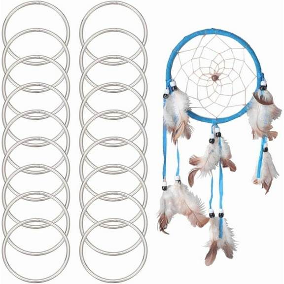 20 Pcs Metal Rings for Craft 2 Inch 304 Stainless Steel Dream Catcher Rings Round Macrame Craft Linking Ring for DIY Crafts Dream Catcher Supplies Silver DIY