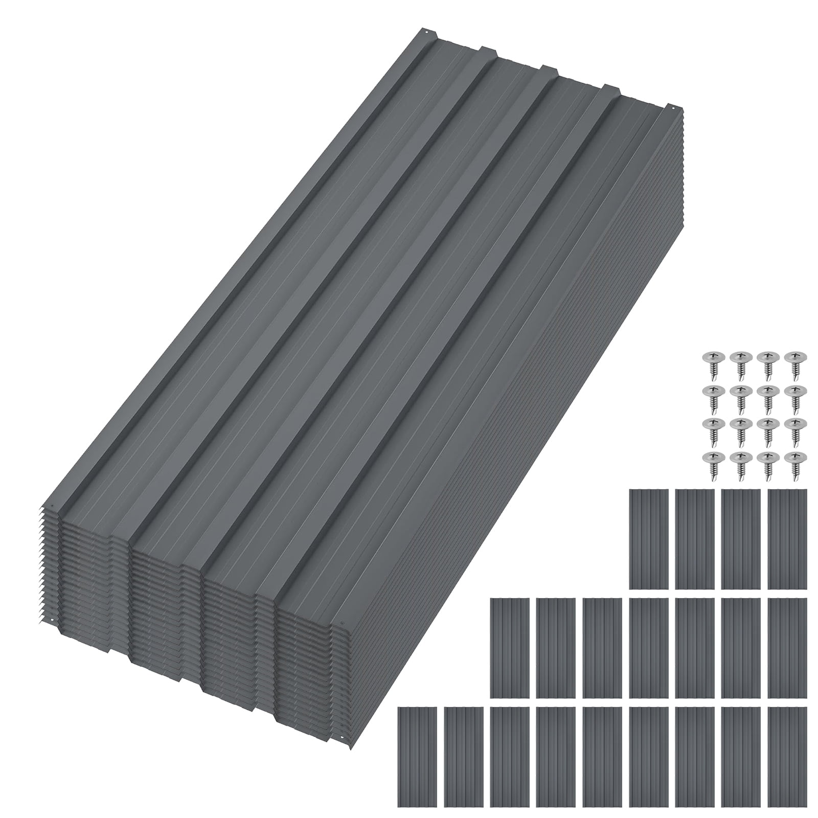 20 Pcs Metal Roofing Panels, 3.54 Ft Corrugated Galvanized Steel Roofing Panels, Heavy Duty Metal Siding Panels with Screws for Pergola, Gazebo, Shed, Outdoor Storage, Chicken Coop, Patio,Garages
