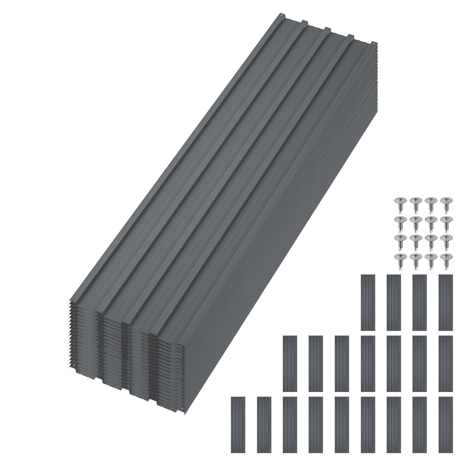 20 Pcs Metal Roofing Panels, 6.1 Ft Corrugated Galvanized Steel Roofing Panels, Heavy Duty Metal Siding Panels with Screws for Pergola, Gazebo, Shed, Outdoor Storage, Chicken Coop, Patio,Garages