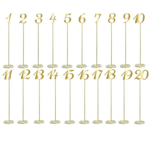 20 Pcs Metal Table Numbers 1-20 for Wedding Reception 12 Inch Number with Sturdy Holder Base