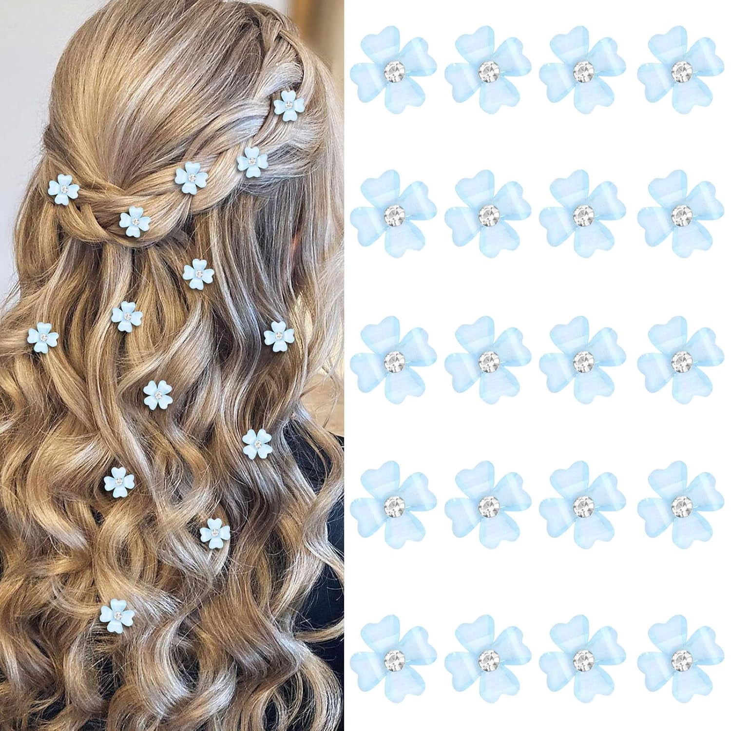 にょっき様order髪飾り♡ 20 Pcs Mini Yellow Flower Hair Clips with Rhinestone Cute Hair
