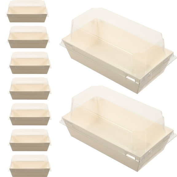 OUNONA 20Pcs White Bakery Boxes with Clear Lids for Parties Plastic and Paper Dessert Container