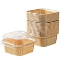 thumbnail image 1 of 20 Pcs Mini Cake Pans With Lids Topboutique Square Brownie Baking Cups Cardboard Ice Cream Cups Disposable Cupcake Pan 3.4'' Muffin Tin Ramekins Holders for Christmas Thanksgiving Gathering, Brown, 1 of 6