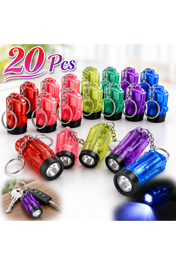 20 Pcs Mini Flashlight Keychains Plastic Portable Handheld LED Key Chains for Birthday Party Favors(Assorted Colors)