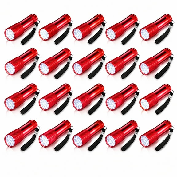 BlinkL Mini Water-Resistant Aluminum with Lanyard LED Flashlights, Red, 20 Pack