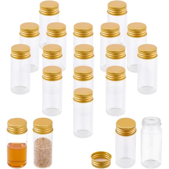 20 Pcs Mini Glass Bottles with Aluminum Screw Caps 30ml Clear Small Vials Transparent Glass Jars Clear Bottles Tiny Vials Containers
