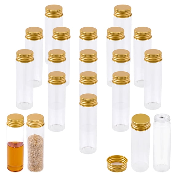 20 Pcs Mini Glass Bottles with Aluminum Screw Caps 50ml Clear Small Vials Transparent Glass Jars Clear Bottles Tiny Vials Containers DIY