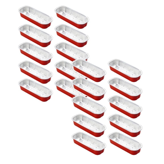 20 Pcs Mini Loaf Baking Pans Disposable Loaf Pans Aluminum Tin Foil Meal Prep Bakeware Foil Bread Pans Aluminum Loaf Pans for Baking, Disposable Bread Pans, 5.78x1.85x1.18 Inch, Red