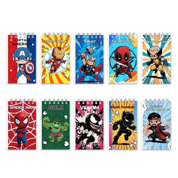 20 Pcs Mini NotePads Super Hero Themed Party Favor as Notepads Spiral Notepads Birthday Teacher Classroom Rewards Supplies for Party Goody Bags Stuffers 2.36 x 3.94 Inch