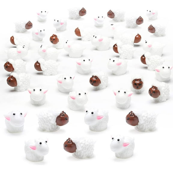 20 Pcs Mini Sheep Figurines Bulk Little Miniature Figurines Resin Cute Animals for Home Cake Decorations Garden Outdoor Landscape Ornaments