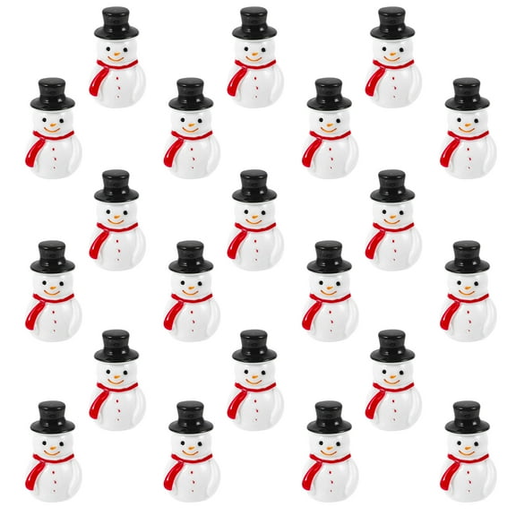 SOPOTUTU Mini Christmas Snowman Figurines Black 20 Pieces Holiday Decorations for Home and Office