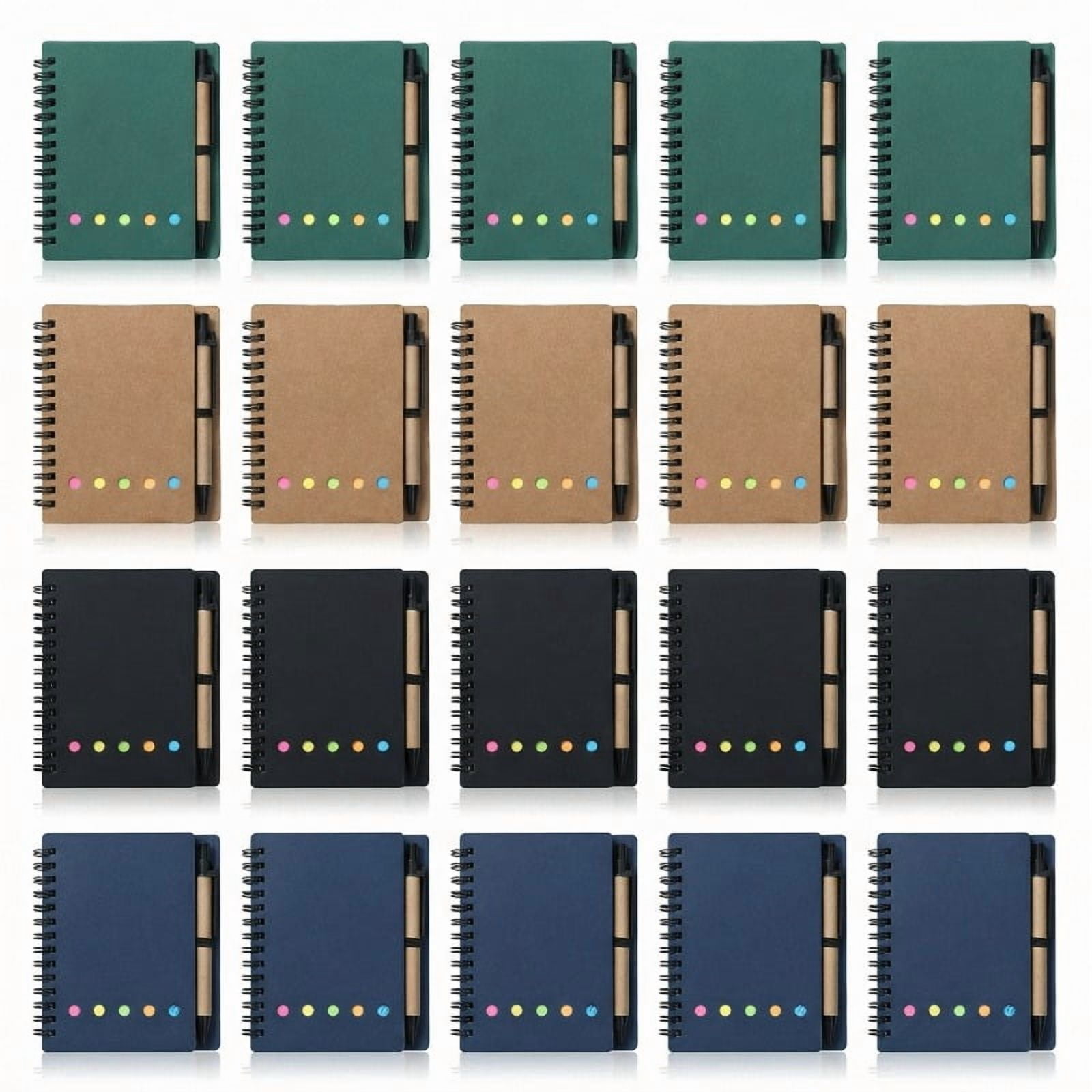 20 Pcs Mini Spiral Notebook Set, 3.5x5.5 Inch Pocket Notebooks with Pen Holder, Sticky Notes and Index Tabs, Small Writing Notebook Journal Kit for Office, Travel, Planning, Exam Season Use