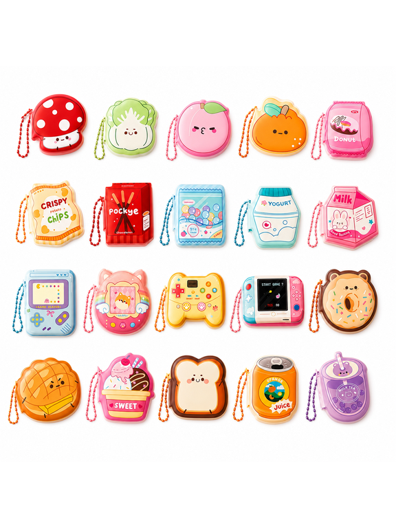 20 Pcs Mini Sticky Note Book Set, Kawaii Shaped Memo Pads with Keychain Charms for Party Favors, Portable Soft Cover Notebooks for Daily Planning