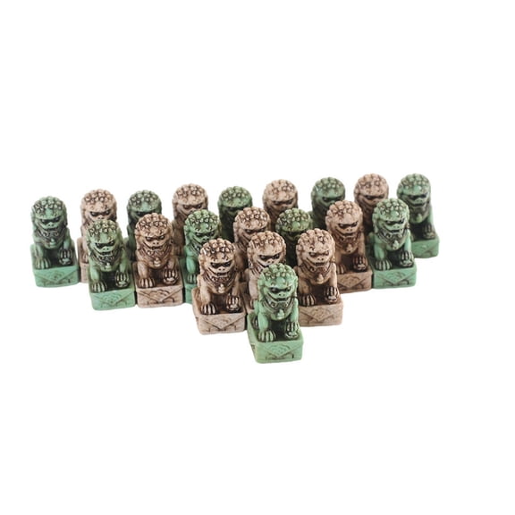 20 Pcs Mini Two Tone Stone Lion Ornaments, Courtyard Paving Decor Set, Cute Mini Statues for Lawn Layout, Flower Pot Side and Home Landscape Decor