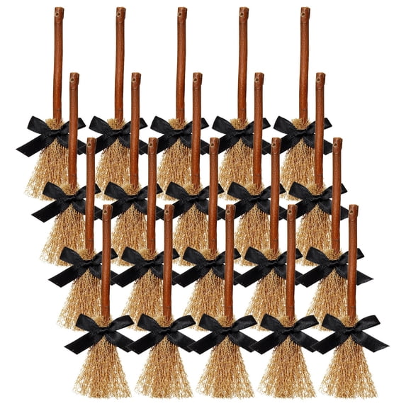 20 Pcs Mini Witches Broomstick Broom,Halloween Witches Craft Brush Decorations,Artificial Mini Broom ,Miniature Broom Props,Halloween Craft Decoration Witches Accessory for Costume Party