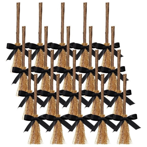 20 Pcs Mini Witches Broomstick Broom,Halloween Witches Craft Brush Decorations,Artificial Mini Broom ,Miniature Broom Props,Halloween Craft Decoration Witches Accessory for Costume Party