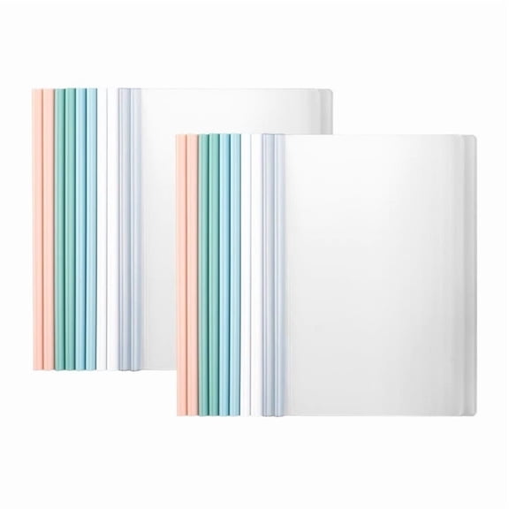 20 Pcs Mixed Color A4 Folder Transparent Drawbar Loose-leaf Binder Office Data File Organizing Storage Folder