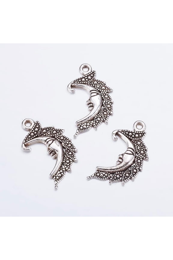 20 Pcs Moon Charms Pendant Silver Tone Moon Tibetan Silver Pendants Jewelry Making Charms Metal Charms Pendant Pendant Ornament for Women DIY Necklace Bracelet Earring Jewelry Craft Making for making