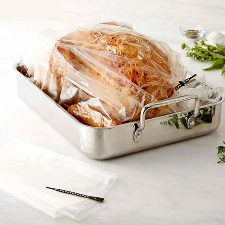 WRAPOK Cooking Oven Bags Medium No Mess Roasting for Turkey Chicken Meat Poultry Fish Seafood Vegetable 15 14 inch x 17