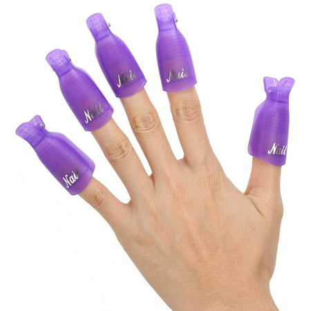 20 Pcs Nail Clips for Polish Removal UV Gel Nail Polish Soak Off Remover Cap Clip (Purple)