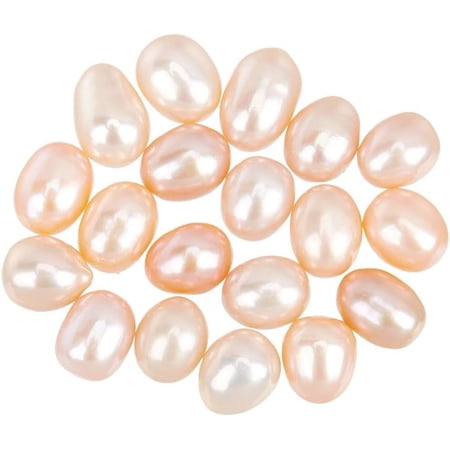 20 Pcs Natural Cultured Freshwater Pearls Rice Shape No Hole Pearls Oyster Loose Gemstone Beads for Vase Fillers Party Wedding Decor DIY Craft Jewelry Making Light Coral