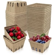 Yahome 4.3x2.8inch Small Produce Vented Basket,Natural Pulp Fiber Berry Tray Square Paper Container for Blueberry Strawberry Raspberry for Farmer Market Grocery Store Fruit Picking 20 Pcs