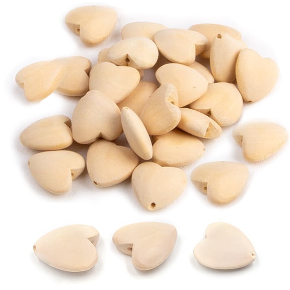 20 Pcs Natural Wood Heart Beads,Undyed Wooden Spacer Beads,for DIY Earring Bracelets Necklace Jewelry Making Home Decoration(1.18inchx1.18inch)