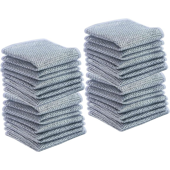 20 Pcs Non-Scratch Wire Dishcloth, Multipurpose Wire Dishwashing Rags for Wet and Dry,Reusable, Wire Cleaning Cloth Wire Dish Towels for Kitchen