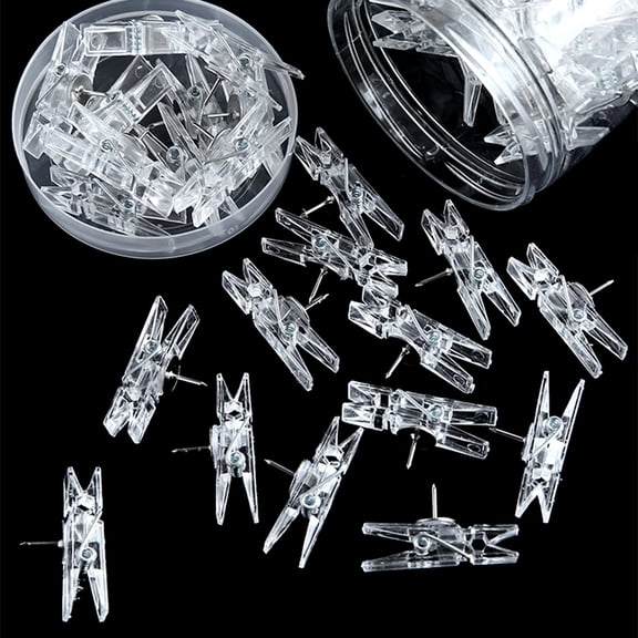 20 Pcs/Pack Paper Clip-shaped Colored Pushpins Clear Thumb Tacks Set 1.4x0.3''