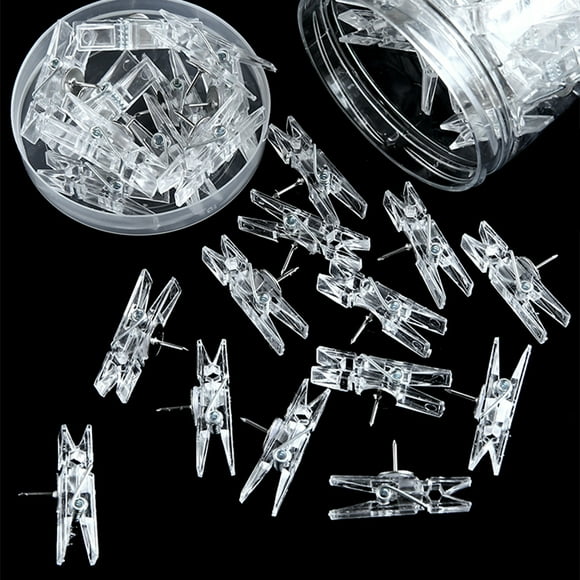 20 Pcs/Pack Paper Clip-shaped Colored Pushpins Clear Thumb Tacks Set 1.4x0.3''