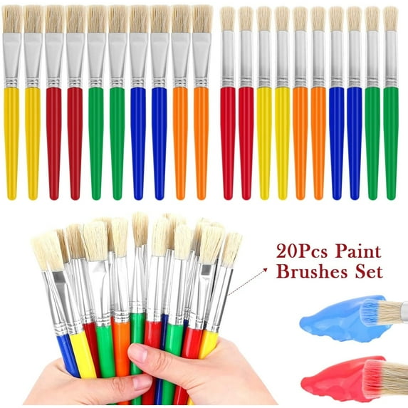 20 Pcs Paint Brushes for Kids,Big Washable Chubby Toddler Paint Brushes,Preschool Paint Brushes with No Shed Bristle,Easy to Clean Paint Brushes,Preschool Kids Paint Brushes for Acrylic Paint