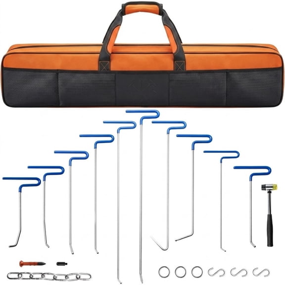 20 Pcs Paintless Dent Repair Rods Kit, Stainless Steel PDR Tools with Whale Tails for Hail Damage and Door Dings