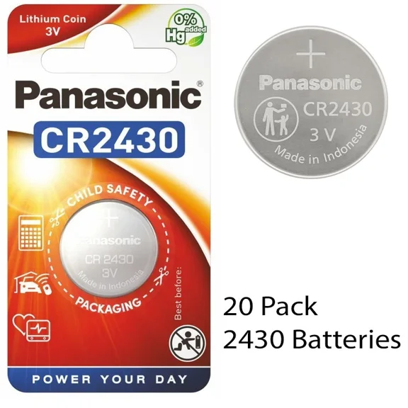 20 Pcs Panasonic CR2430 3v Lithium Coin Cell Battery