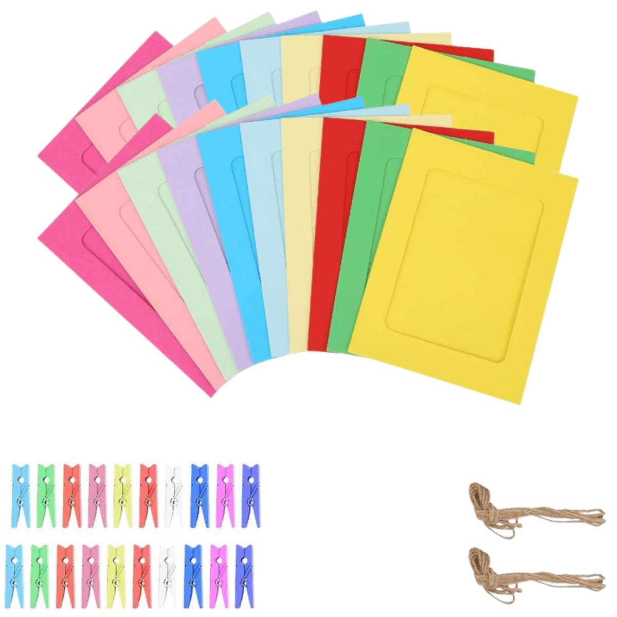 21pcs Paper Photo Frame Cardboard Picture Frames DIY Clip-On Photo Display Banner Suitable For Home, Classroom, Office, Wedding, And Wall Decor
