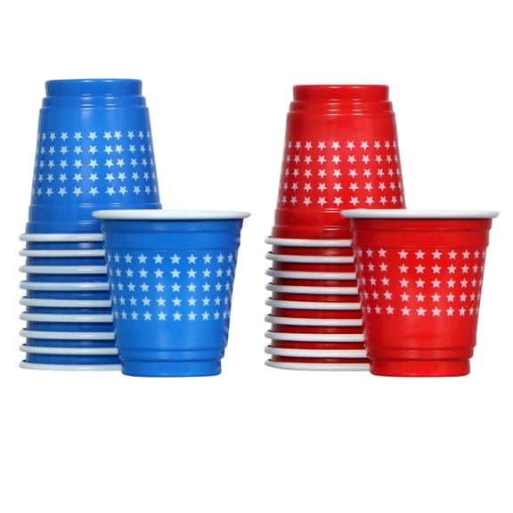 20 Pcs Patriotic Printed Plastic Shot Glasses Printed Disposable Cold Party Drinking Cups for Home 4th of July Independence Labor Day Party Supplies BBQ Camping Cookout Serving Snacks & Decoration