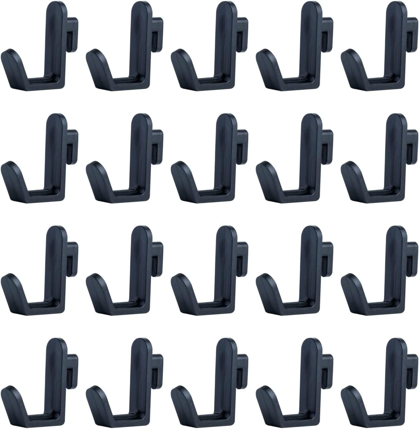 20 Pcs Pegboard Hooks J Hook Style Hooks Plastic Peg Locks for Storing and Organizing Tool Accessories(Black)