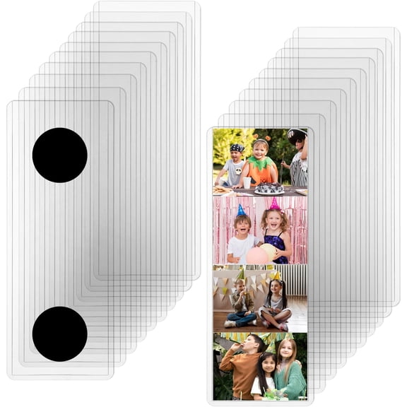 20 Pcs Photo Booth Frames Protectors, 2x6 In Magnetic Picture Frames Holder for Refrigerator Clear Photo Holders for Photobooth Pictures Magnetic Photo Frames for Wall Tabletop Desk Home Decor