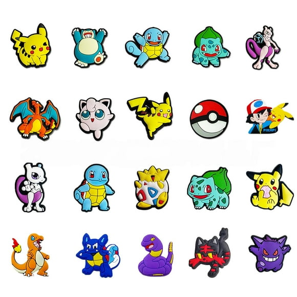 20 Pcs Pikachu Shoe Charms for Clog Sandals, Cute Shoes Decoration Charms for Teen Adults