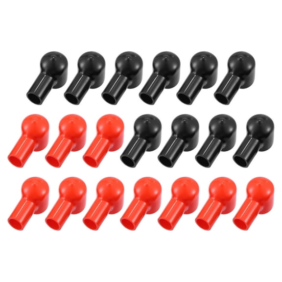 20 Pcs Pipe Shape Battery Terminal Covers Battery Terminal Boots Insulating for Cars Boat Black Red