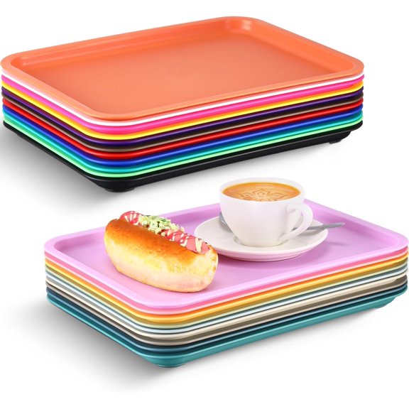 20 Pcs 12x9 inch Plastic Art Trays Bulk, Colorful Fast Food Lunch Trays for Crafts Sensory Activities School Kids DIY Projects, 20 Colors