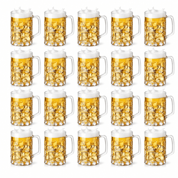 20 Pcs Plastic Beer Mugs with Handles 16 oz Oktoberfest Beer Stein Bulk Reusable Drinking Cups Glasses for Bavarian Party Supplies Cocktail Beverages Alcohol Soda