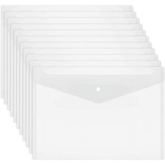 20 Pcs Plastic Envelopes Poly Envelopes Clear Waterproof Envelope Folder with Button Closure, Home, Work, Outdoor and Office Organization