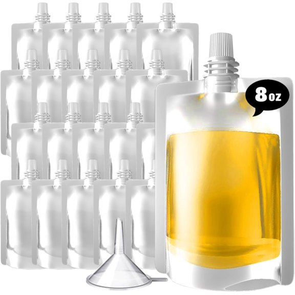 20 Pcs Plastic Flasks-Reusable 8OZ Cruise Drink Flask kit,Juice Travel Drink Bags Leak-Proof, BPA-Free for Travel Outdoor Sports, Concerts, Events(8OZ,20PCS)