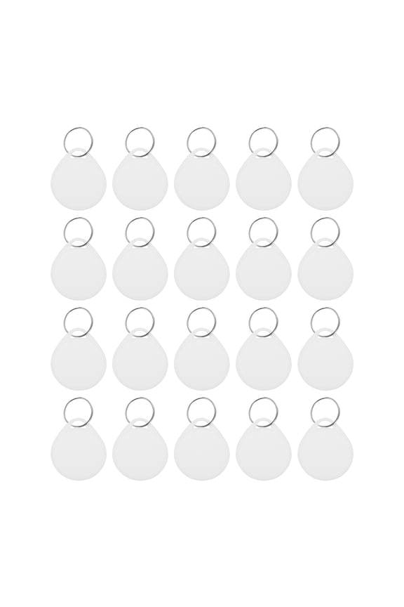 20 Pcs Plastic Key Tags Sturdy Round White Sturdy Item Chain White