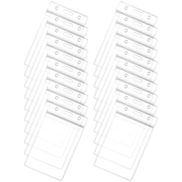 plastic sleeves for id cards 10 Pack Vertical ABS Badge Holders [Material] Clear Vinyl ID Badge Holder