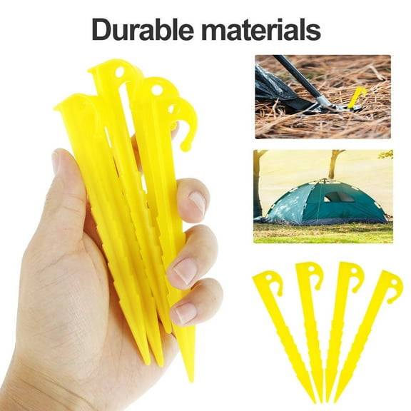 20 Pcs Plastic Stakes for Tents and Blankets, Tent Stakes 5.7inch, Yellow