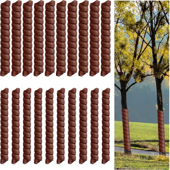 20 Pcs Plastic Tree Wrap Guard, Spiral Tree Trunk Protector, Dark Brown