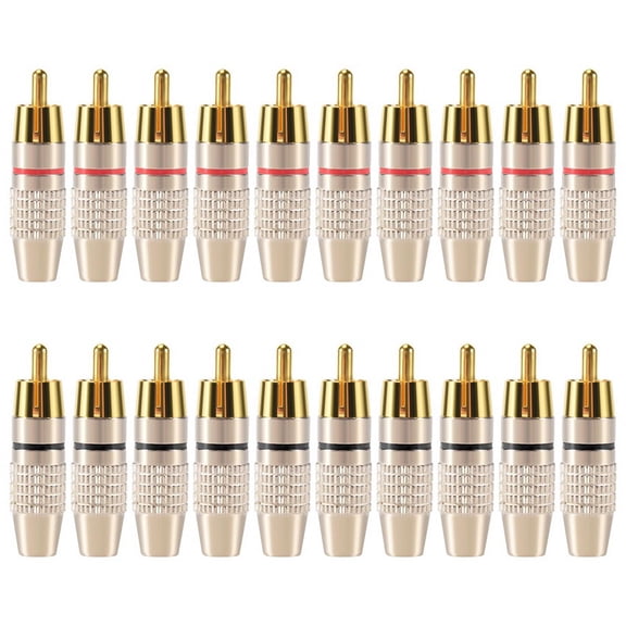 20 Pcs Plug Audio Video Locking Cable Connector Gold Plated